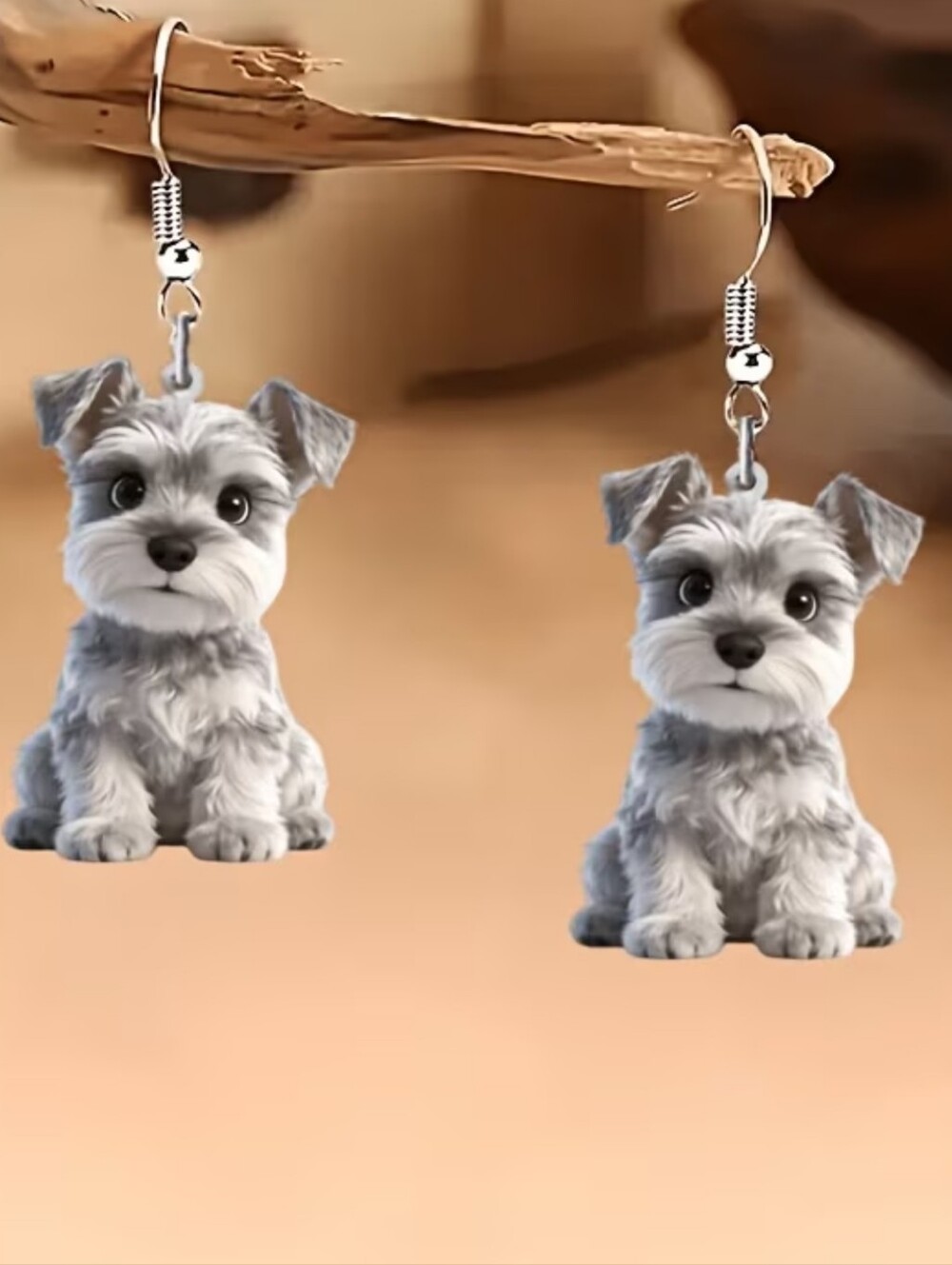 Hand Crafted White Puppy Drop Earrings